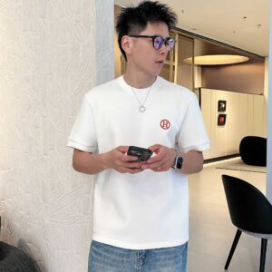 Premium Men's White Cotton T-Shirt with Red Embroidered Logo