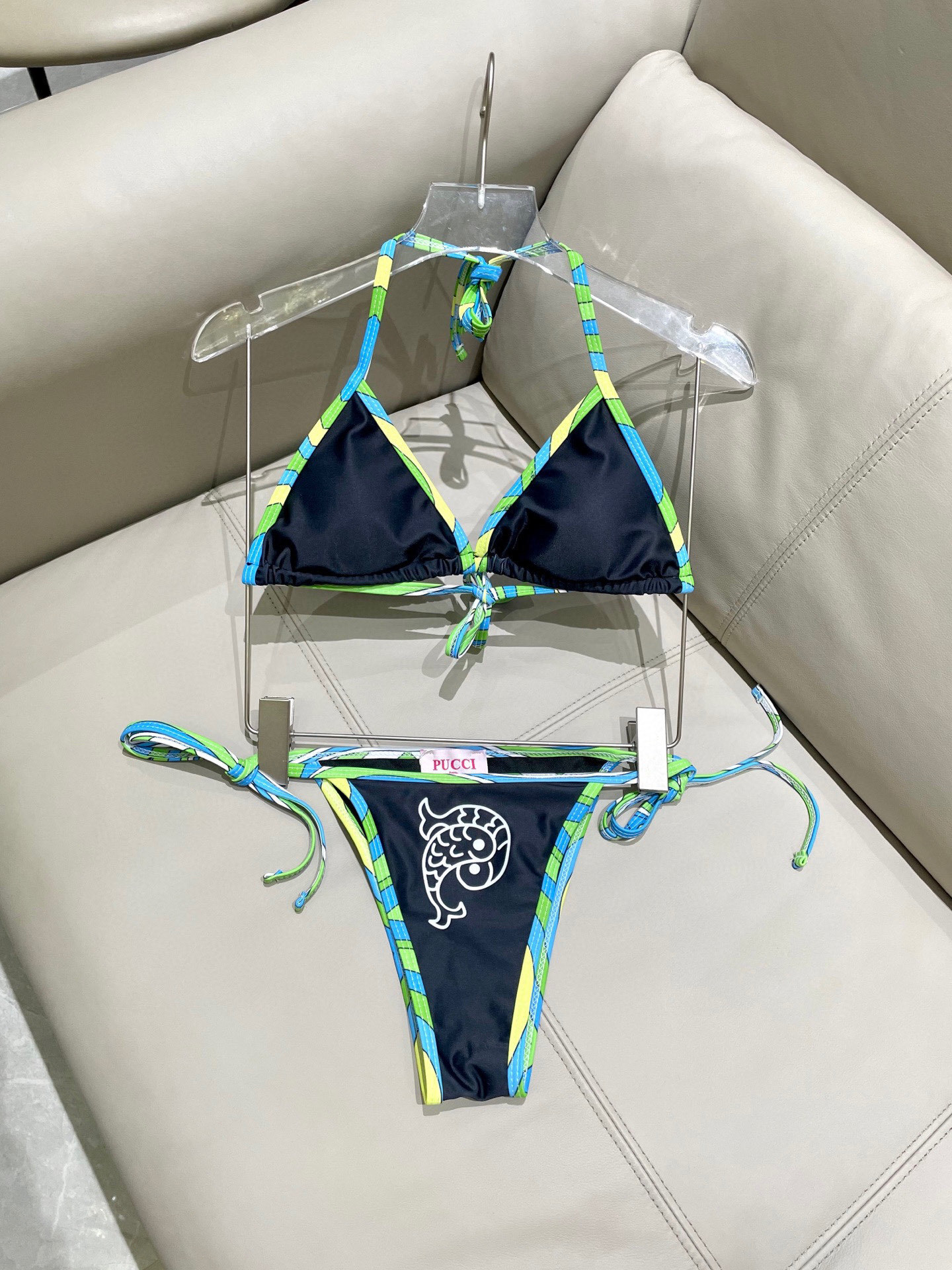 Emilio Pucci Black and Blue Bikini Set