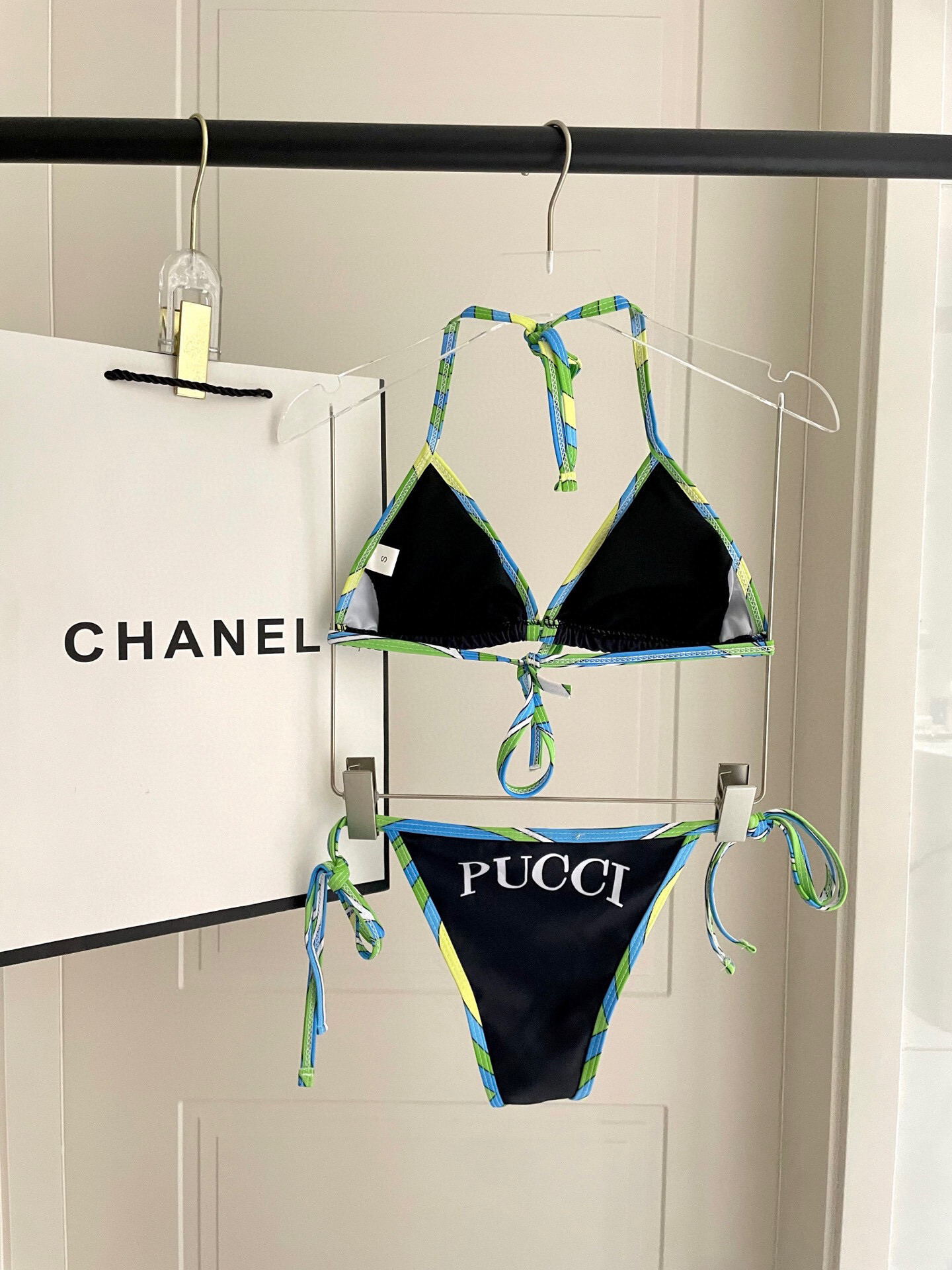 Emilio Pucci Black and Blue Bikini Set