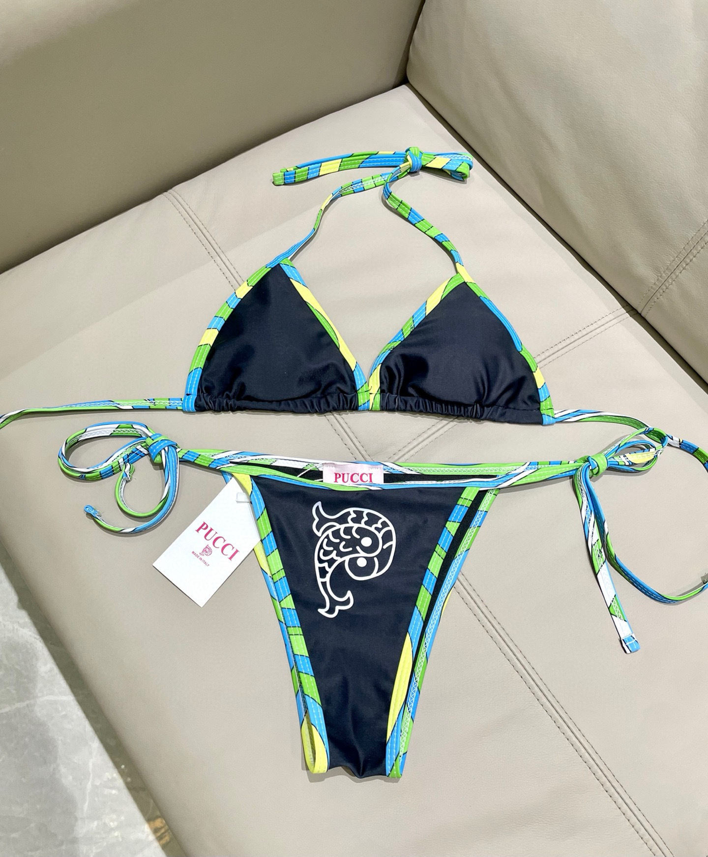 Emilio Pucci Black and Blue Bikini Set