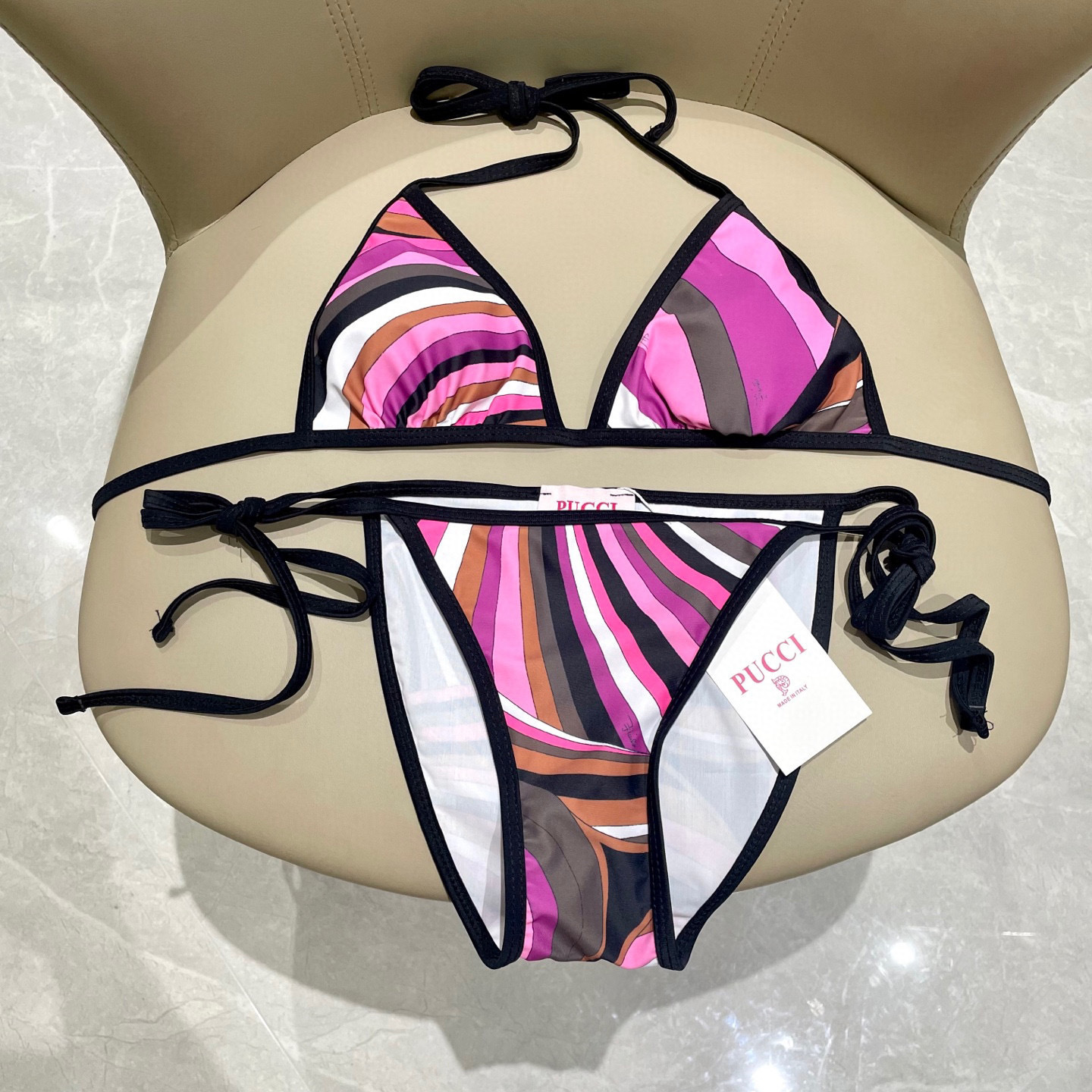 Emilio Pucci Pink and Brown Bikini Bikinis