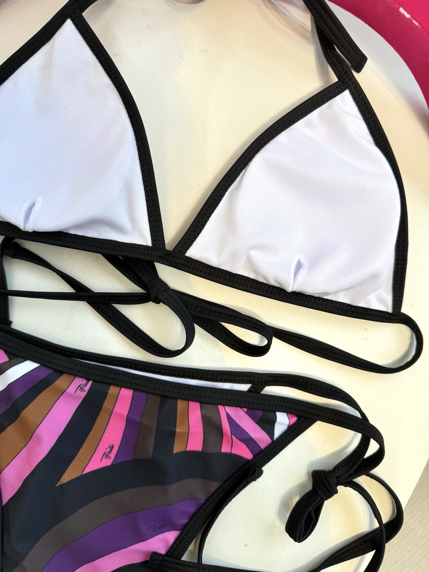 PUCCI Emilio Pucci Printed Lycra Triangle Bikini Top In Fuchsia