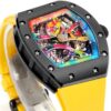 RICHARD MILLE RM68-01 BEST REPLICA CERAMIC WATCH YELLOW RUBBER STRAP RM 45MM