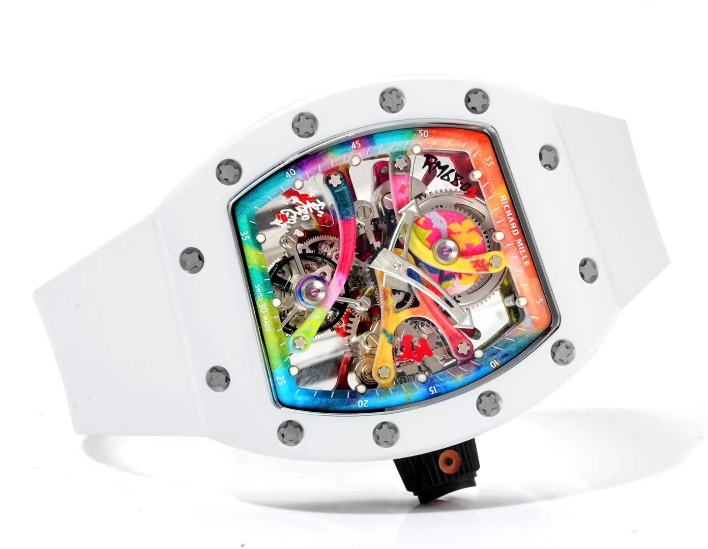 RICHARD MILLE RM68-01 REPLICA WATCH CERAMIC WHITE NYLON STRAP RM FACTORY 45MM