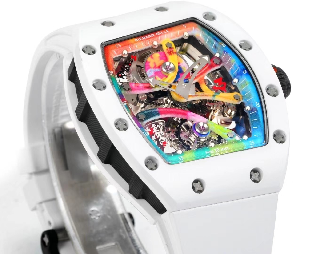 RICHARD MILLE RM68-01 REPLICA WATCH CERAMIC WHITE NYLON STRAP RM FACTORY 45MM