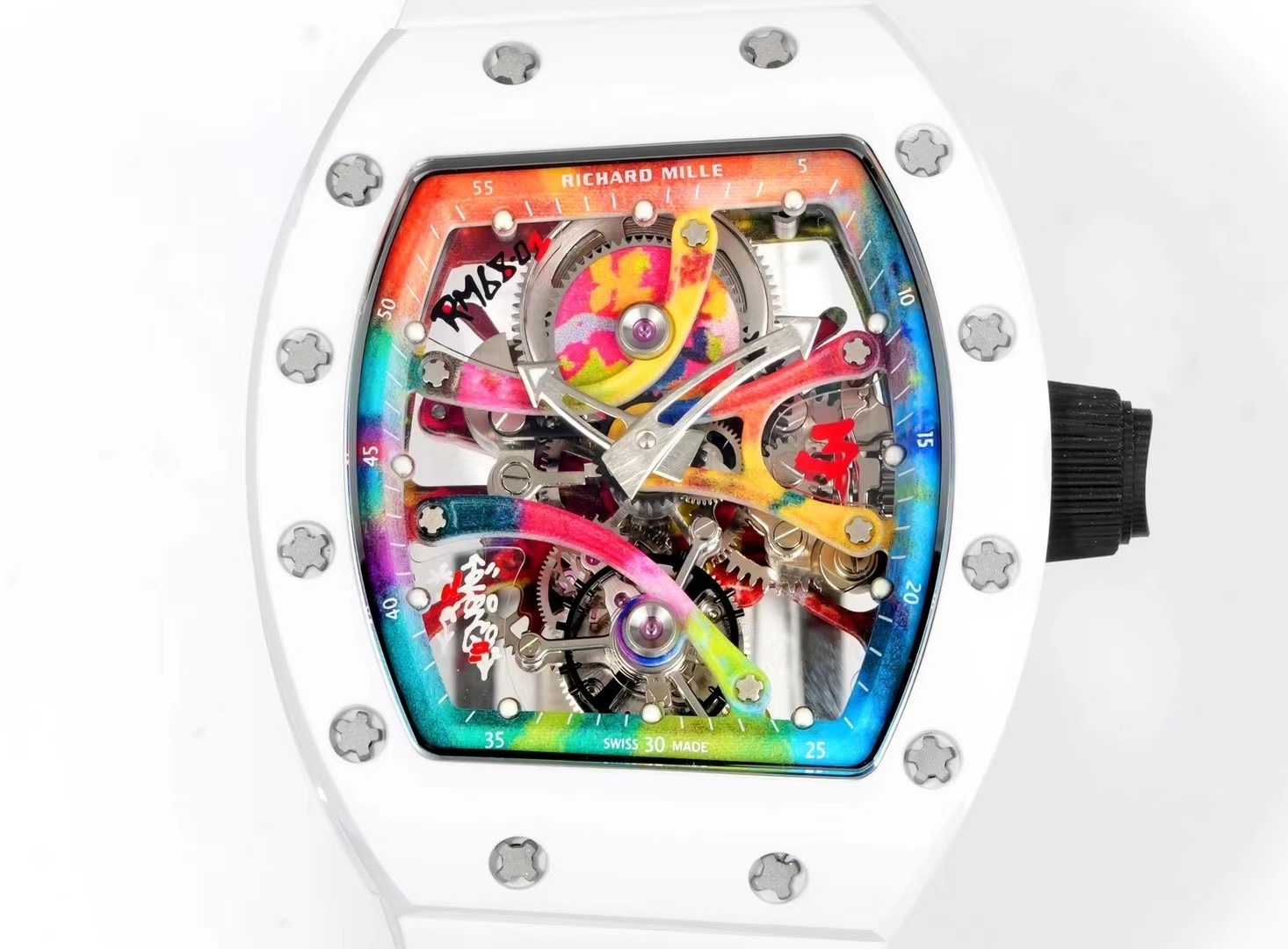 RICHARD MILLE RM68-01 REPLICA WATCH CERAMIC WHITE NYLON STRAP RM FACTORY 45MM