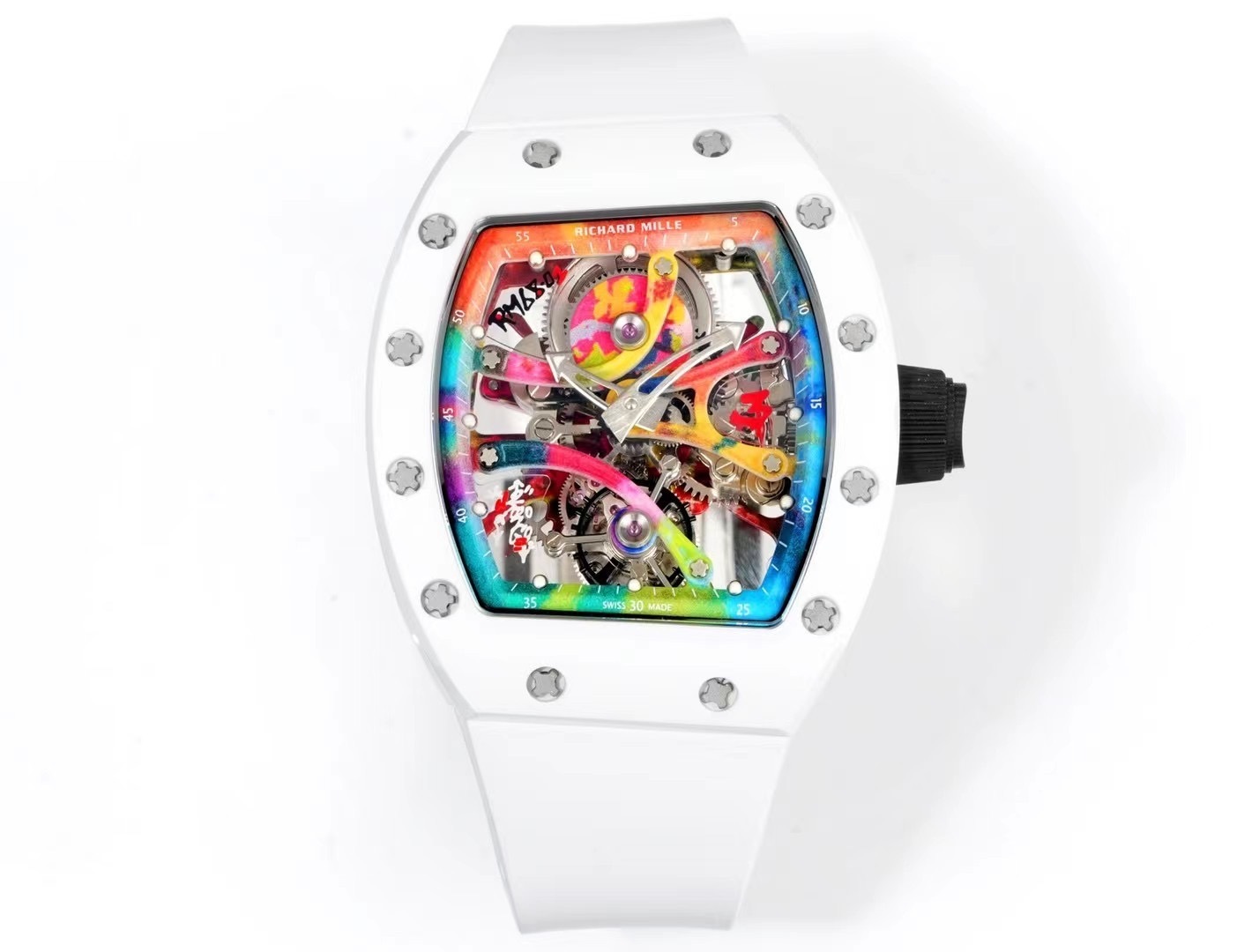 RICHARD MILLE RM68-01 REPLICA WATCH CERAMIC WHITE NYLON STRAP RM FACTORY 45MM