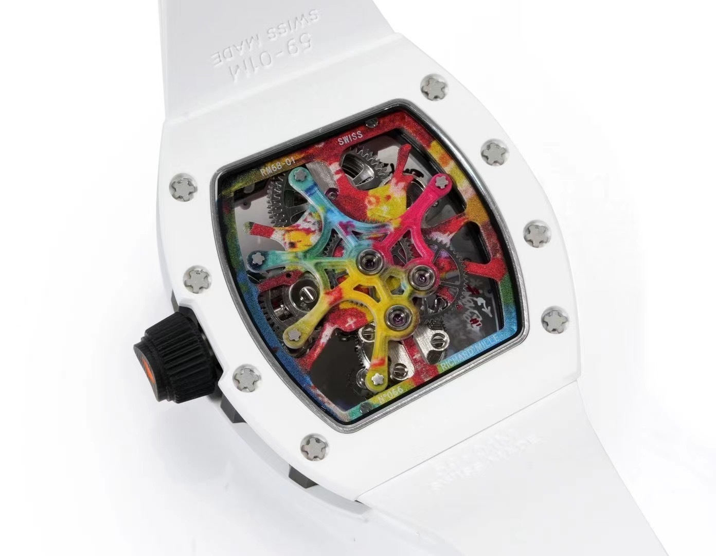 RICHARD MILLE RM68-01 REPLICA WATCH CERAMIC WHITE NYLON STRAP RM FACTORY 45MM