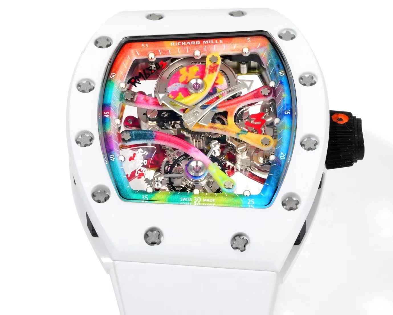 RICHARD MILLE RM68-01 REPLICA WATCH CERAMIC WHITE NYLON STRAP RM FACTORY 45MM