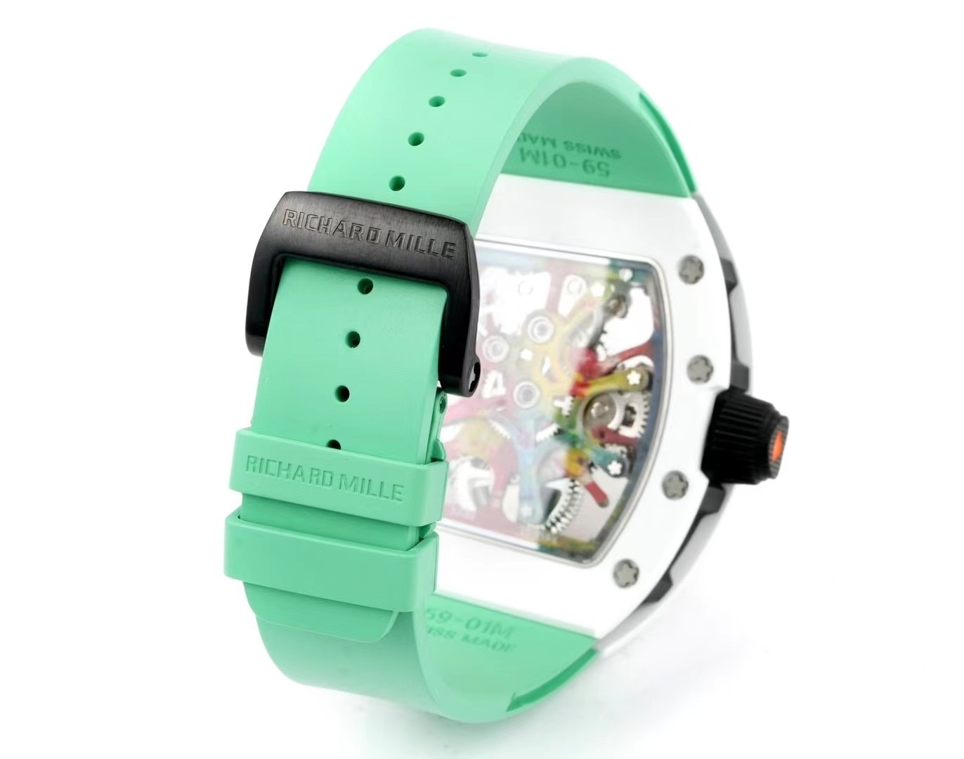 Top-grade watches 00079 RICHARD MILLE REPLICA WATCH RM68-01 CERAMIC GREEN RUBBER STRAP RM FACTORY 45MM