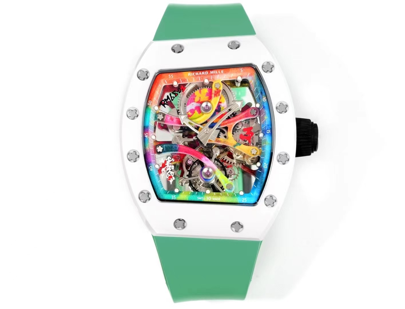 RICHARD MILLE REPLICA WATCH RM68-01 CERAMIC GREEN RUBBER STRAP RM FACTORY 45MM