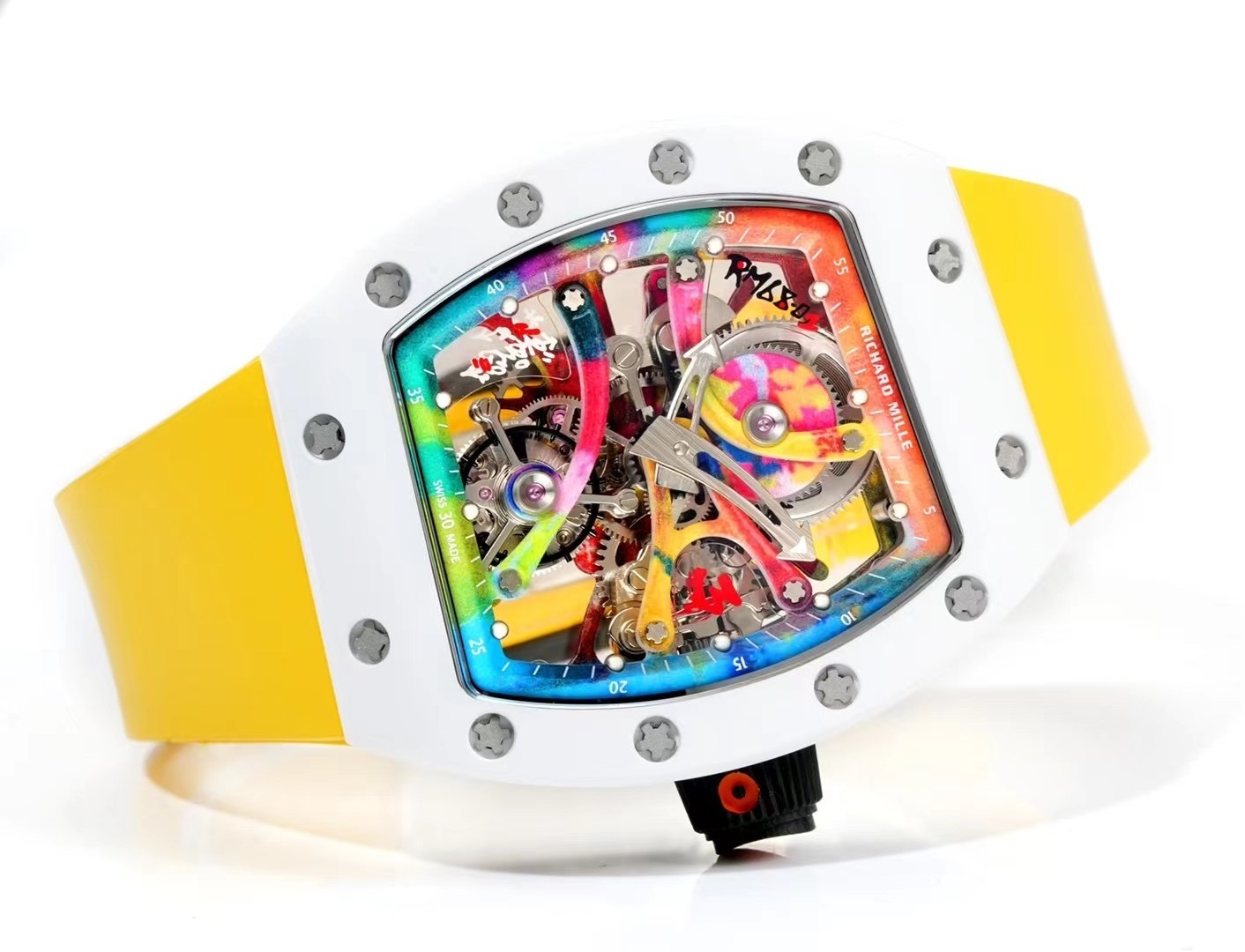 RICHARD MILLE WATCH RM68-01 BEST COPIES CERAMIC GOLD RUBBER STRAP RM 45MM