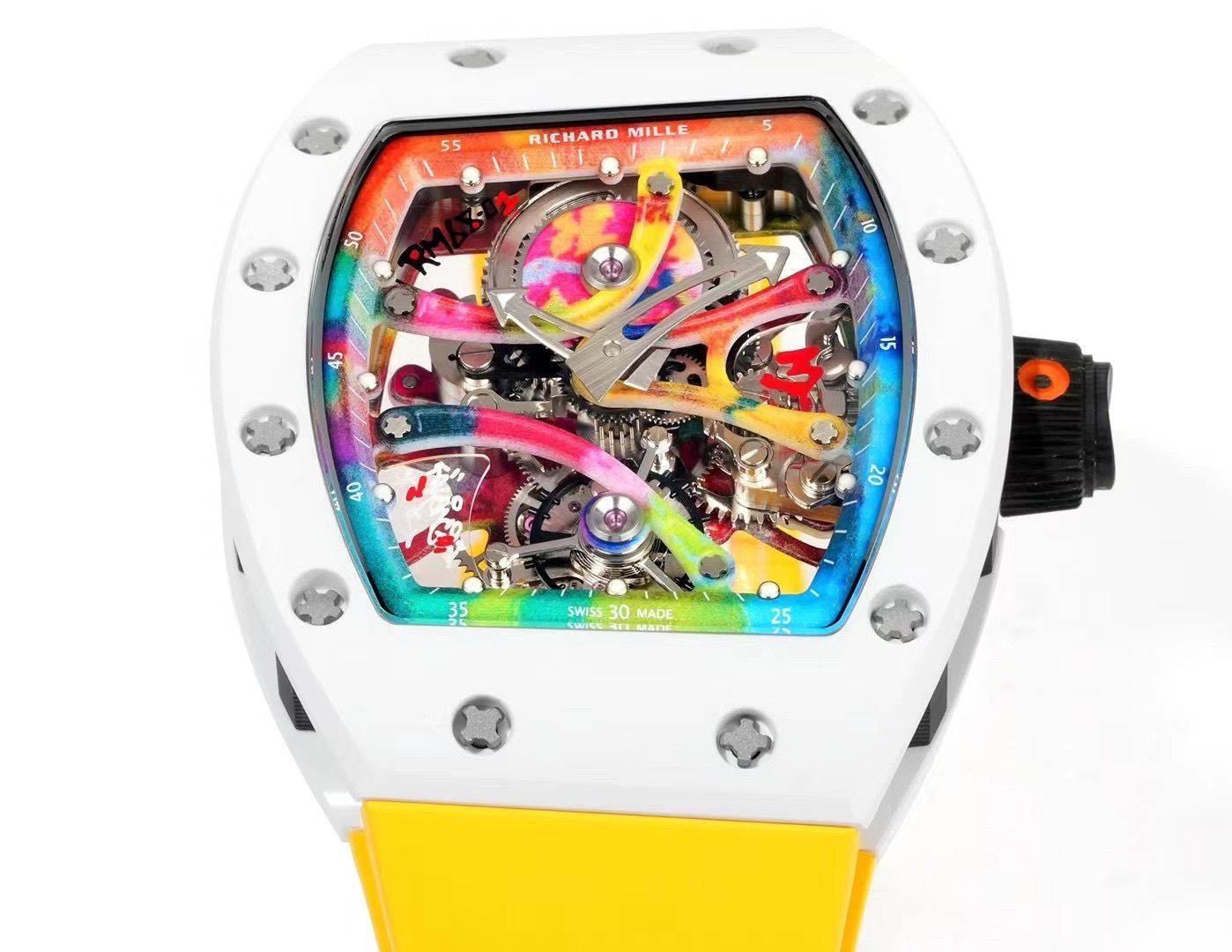 RICHARD MILLE WATCH RM68-01 BEST COPIES CERAMIC GOLD RUBBER STRAP RM 45MM