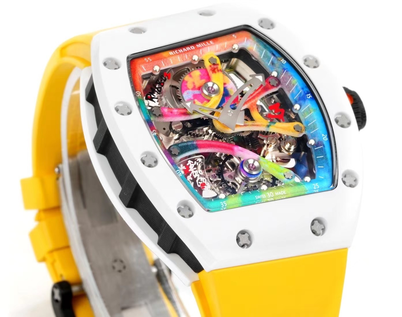 RICHARD MILLE WATCH RM68-01 BEST COPIES CERAMIC GOLD RUBBER STRAP RM 45MM