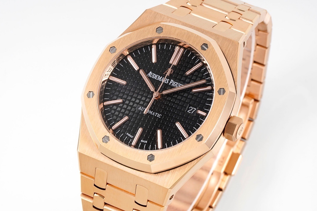Top-grade watches 00129 Audemars Piguet Royal Oak 41mm Rose Gold Black Dial 15400OR