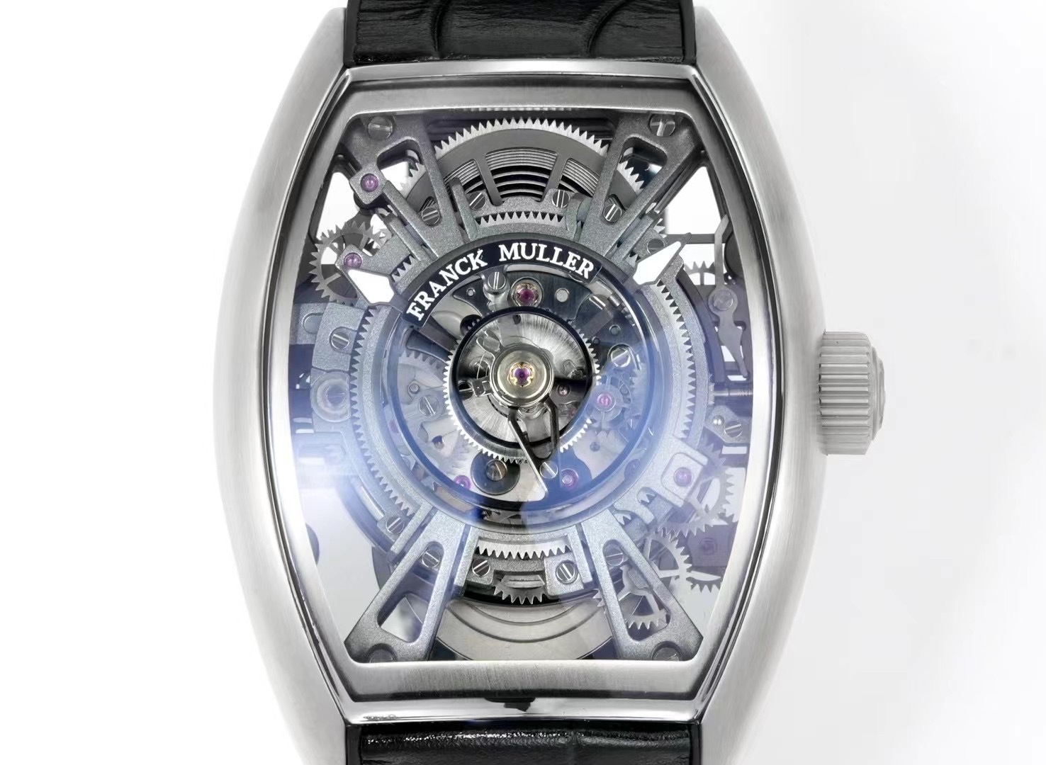 Franck Muller Curvex CX Grand Central Tourbillon Skeleton CX 36 T CTR SQT AC TTNRBR Rep Watch Steel Case