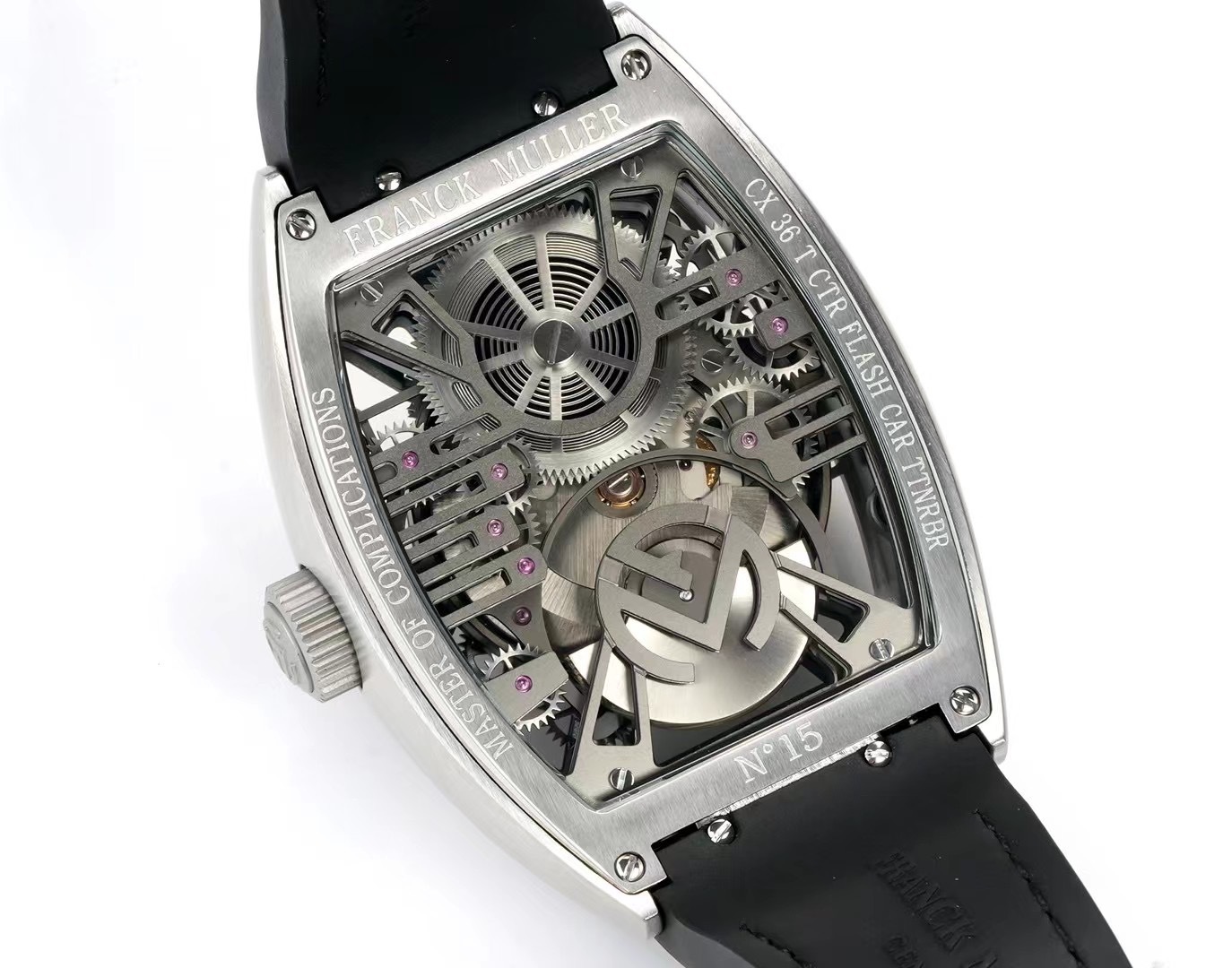 Franck Muller Curvex CX Grand Central Tourbillon Skeleton CX 36 T CTR SQT AC TTNRBR Rep Watch Steel Case