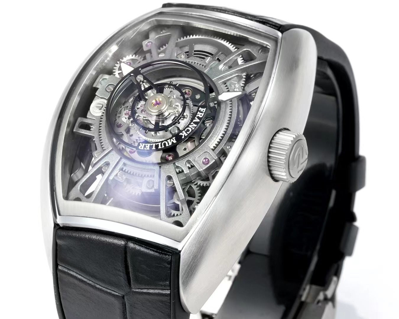 Franck Muller Curvex CX Grand Central Tourbillon Skeleton CX 36 T CTR SQT AC TTNRBR Rep Watch Steel Case