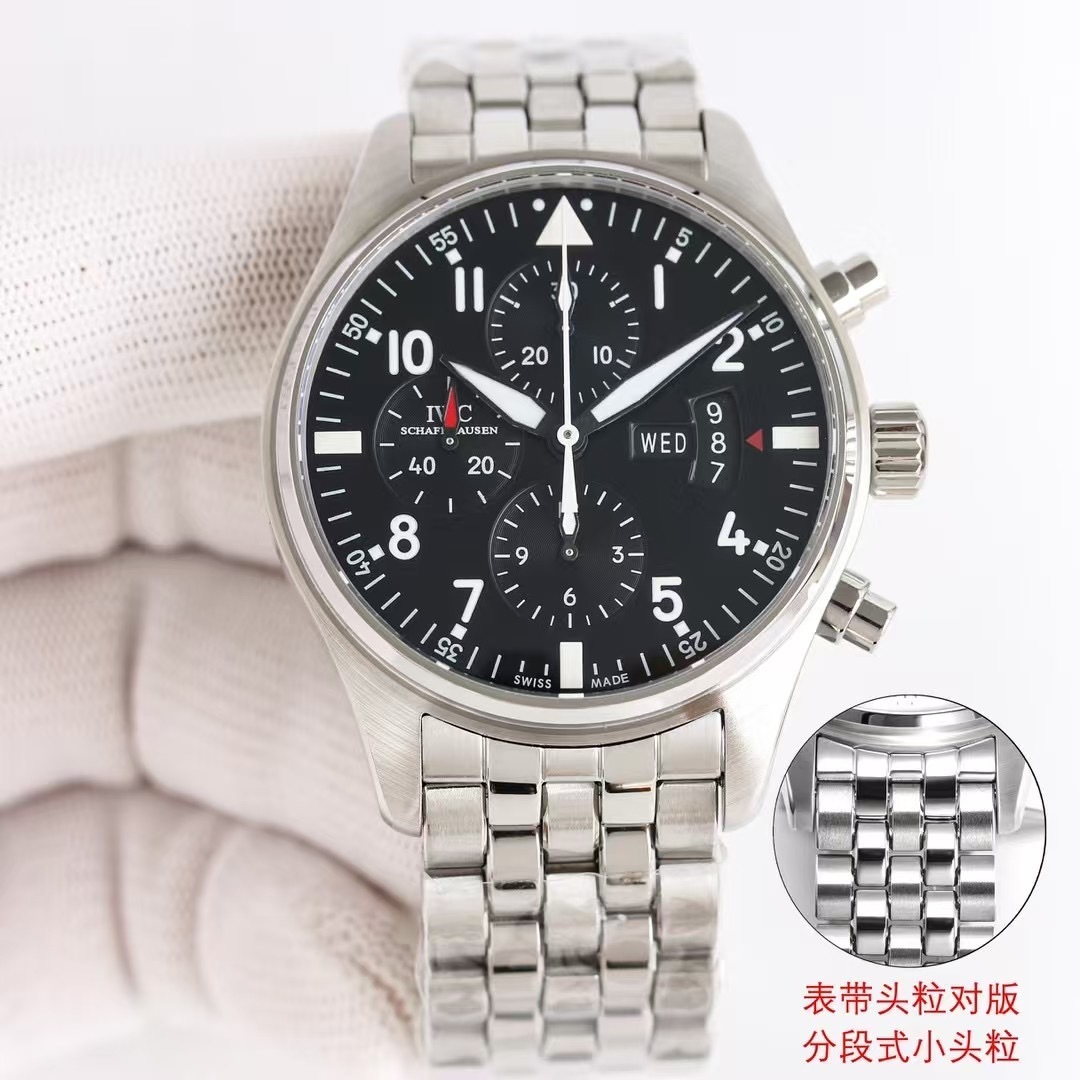 IWC Pilot IW377704 Black Dial Chronograph Day Date 43mm Watch FULLY SERVICED!