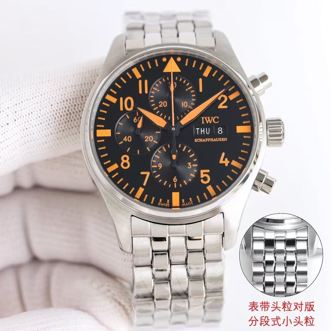 IWC Pilot Chronograph Pilot's Watch Chronograph 43mm Steel Case Blue Dial Calfskin Strap IW377729 NEW