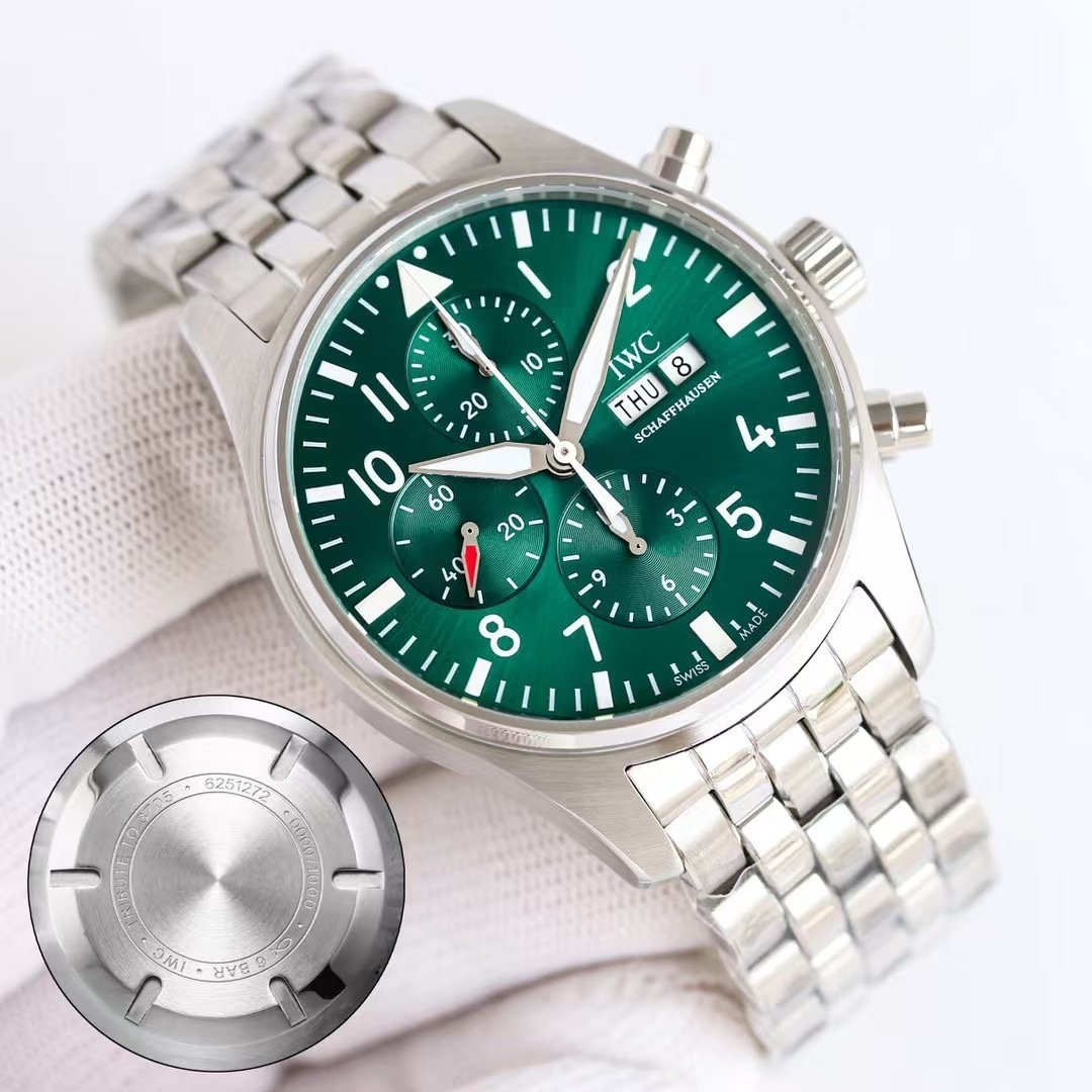 IWC Pilot’s Watch Chronograph 41 Green Stainless Steel Men’s Watch IW388104