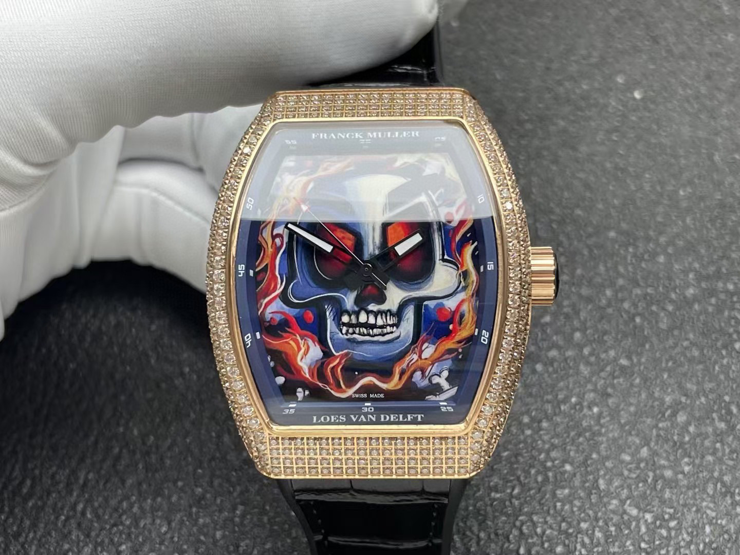 Franck Muller new V45 series graffiti art 45mm men’s automatic mechanical watch Gold border studded with stones