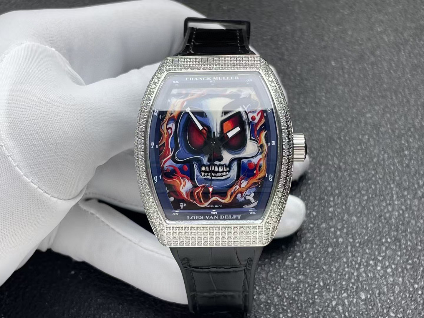 Franck Muller Vanguard Loes Van Delft Skully Limited Edition silver white border