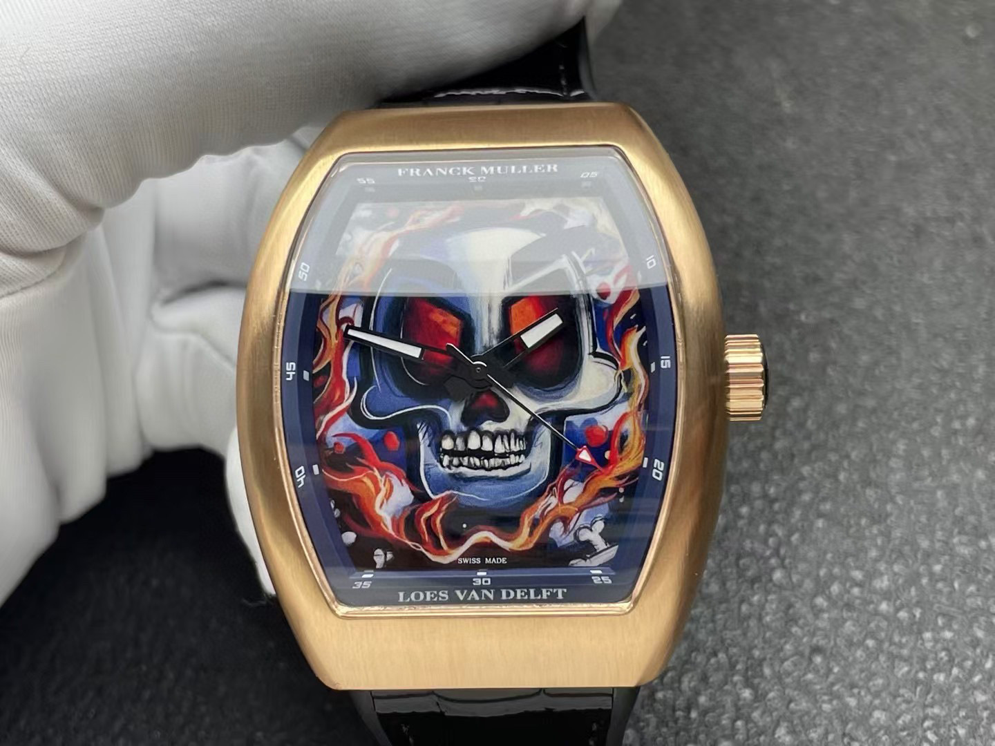 Franck Muller Vanguard Loes Van Delft V43 SC LVD Skull gold metal rim Watch