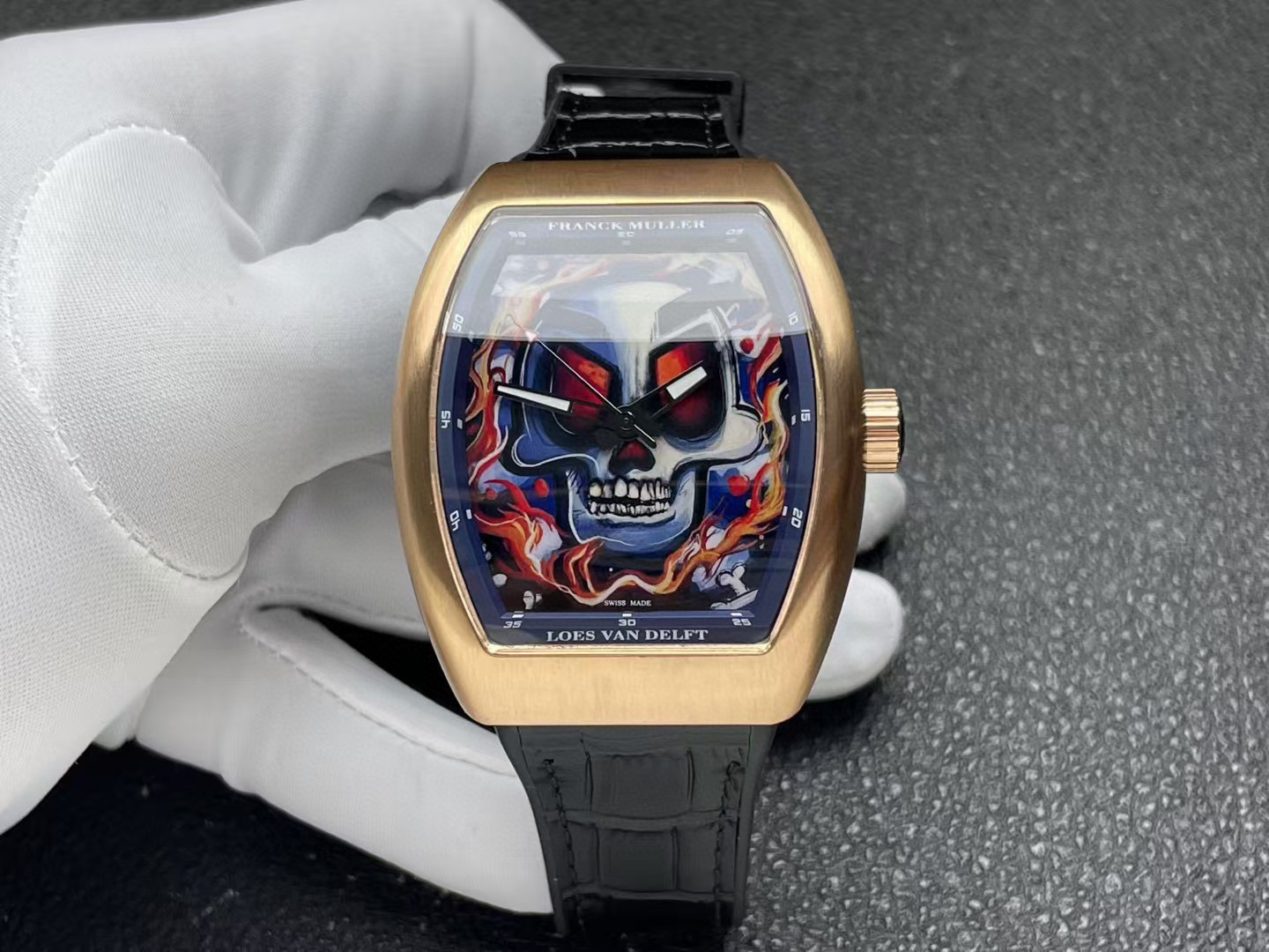 Franck Muller Vanguard Loes Van Delft V43 SC LVD Skull gold metal rim Watch