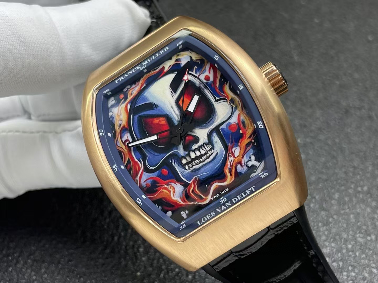 Franck Muller Vanguard Loes Van Delft V43 SC LVD Skull gold metal rim Watch
