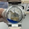 Patek Philippe Nautilus 5724/G-001 Rep 1:1 Watch Silver Case, Diamond Bezel, Blue Face, Leather Strap