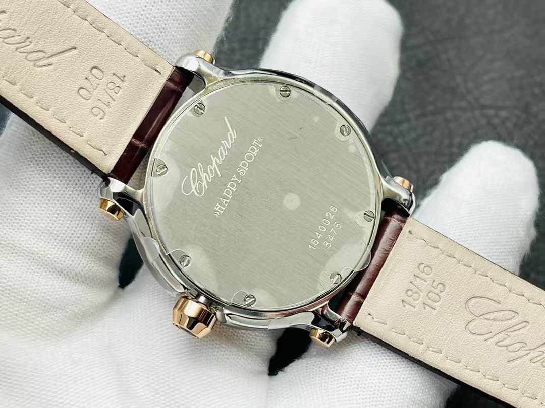 Chopard Happy Sport 18k Rose Gold Chocolate Dial Factory Diamonds 277473-5008