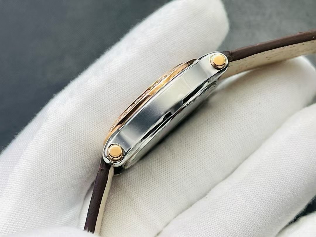 Chopard Happy Sport 18k Rose Gold Chocolate Dial Factory Diamonds 277473-5008