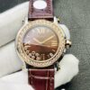Chopard Happy Sport 18k Rose Gold Chocolate Dial Factory Diamonds 277473-5008