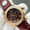 Chopard Happy Sport 18k Rose Gold Chocolate Dial Factory Diamonds