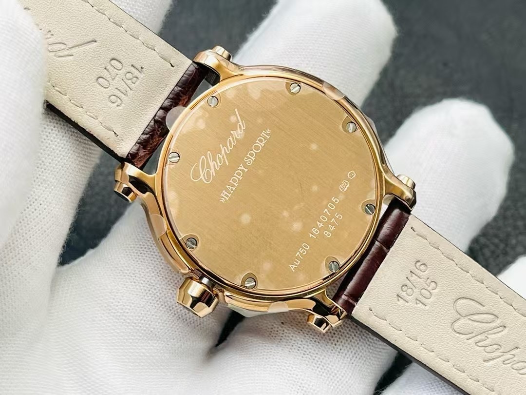 Chopard Happy Sport 18k Rose Gold Chocolate Dial Factory Diamonds