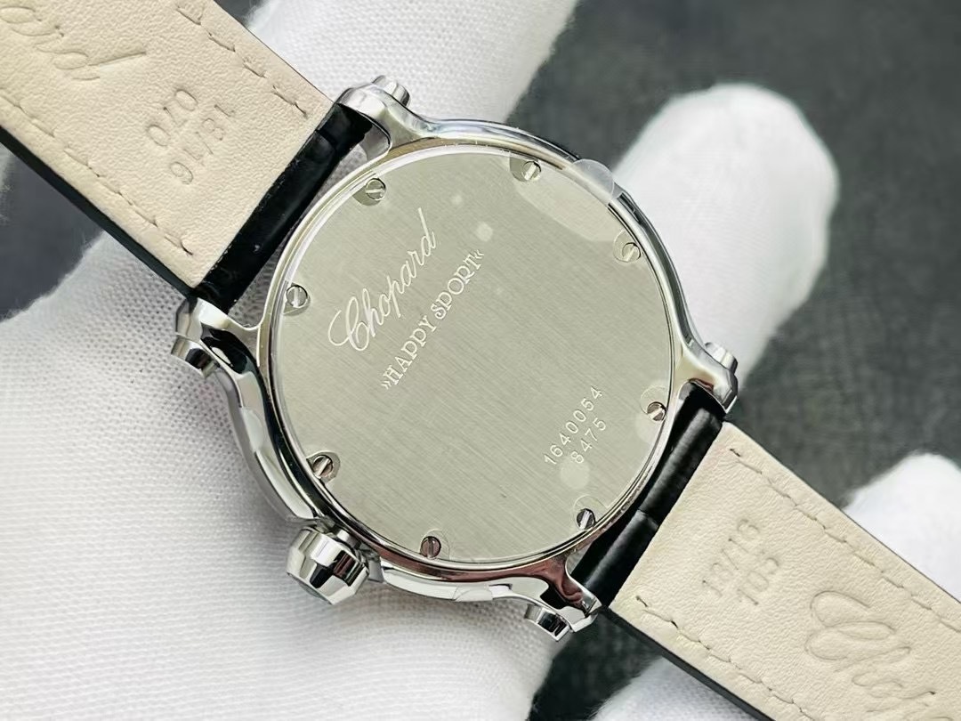 Chopard Happy Sport 18k Rose Gold Chocolate Dial Factory Diamonds silver white border