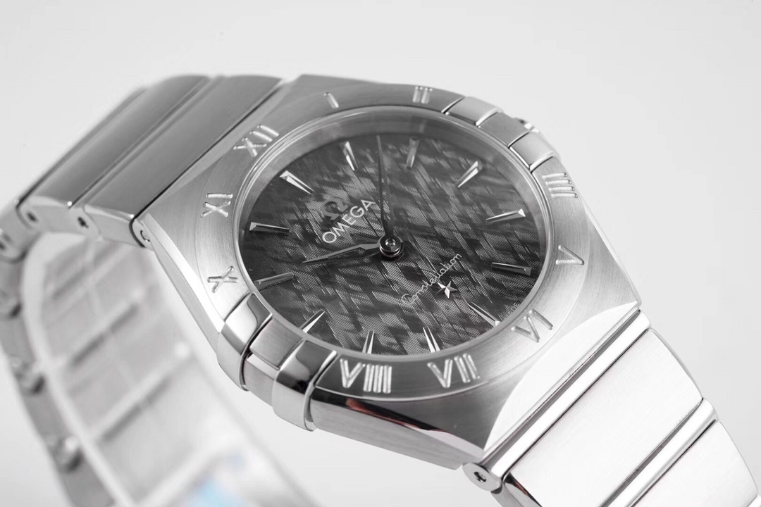 Omega  Constellation Manhattan Quartz 28mm Grey Dial Stainless Steel Women's Watch