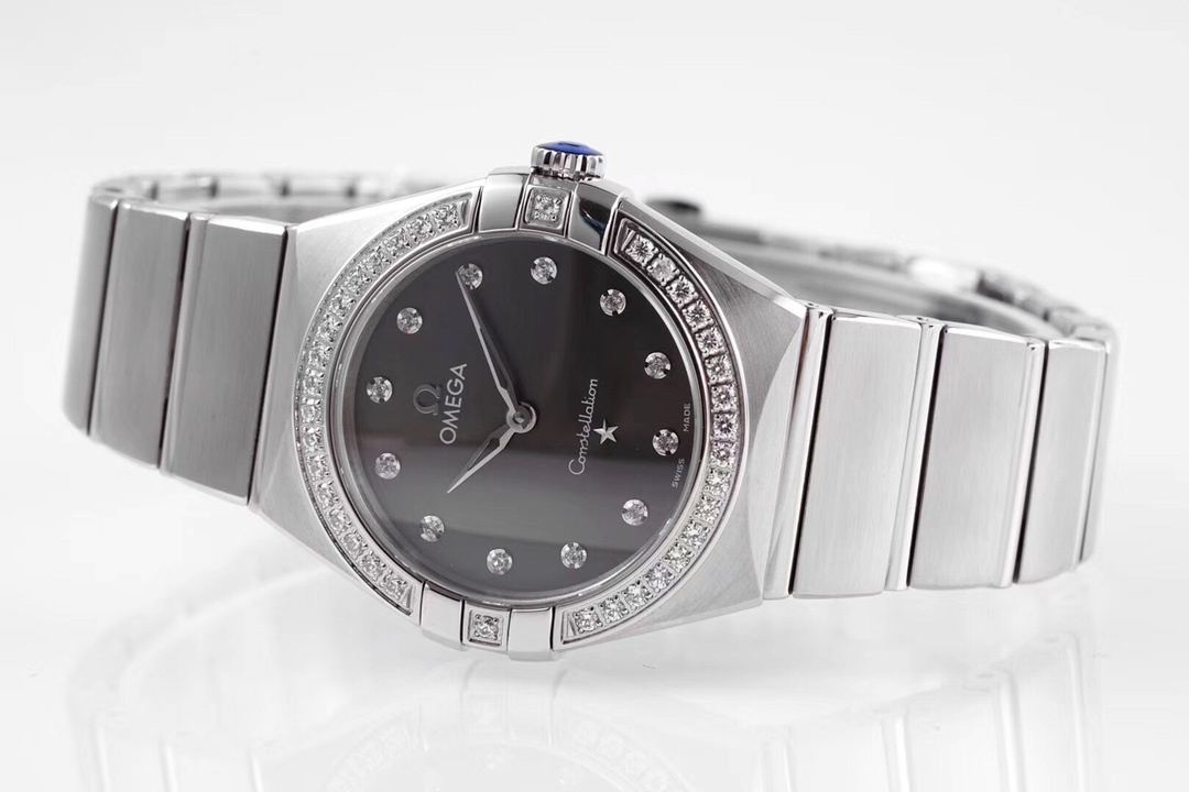 Omega Constellation Manhattan Quartz Diamond Grey Dial