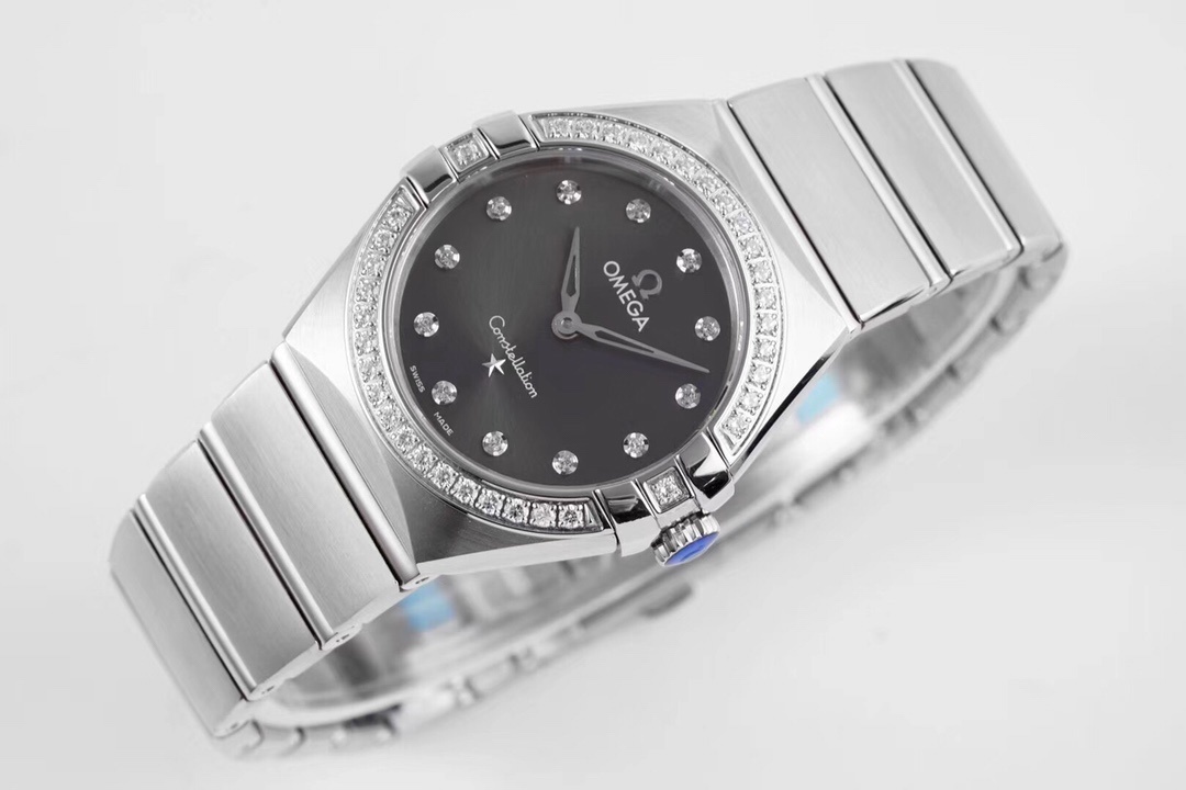 Omega Constellation Manhattan Quartz Diamond Grey Dial