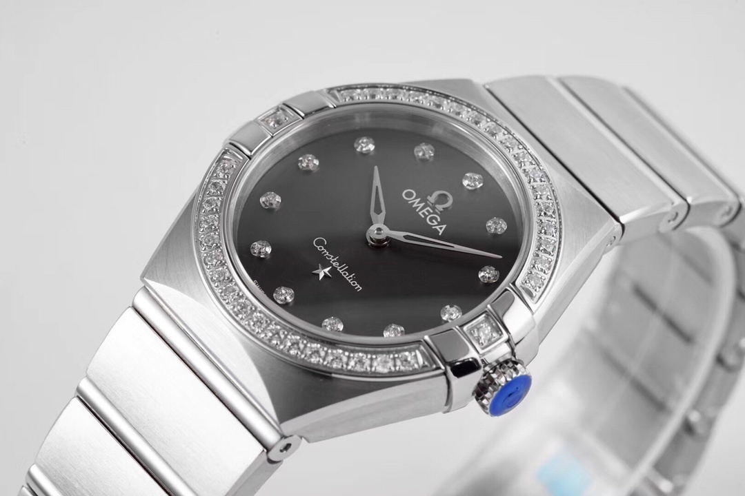 Omega Constellation Manhattan Quartz Diamond Grey Dial
