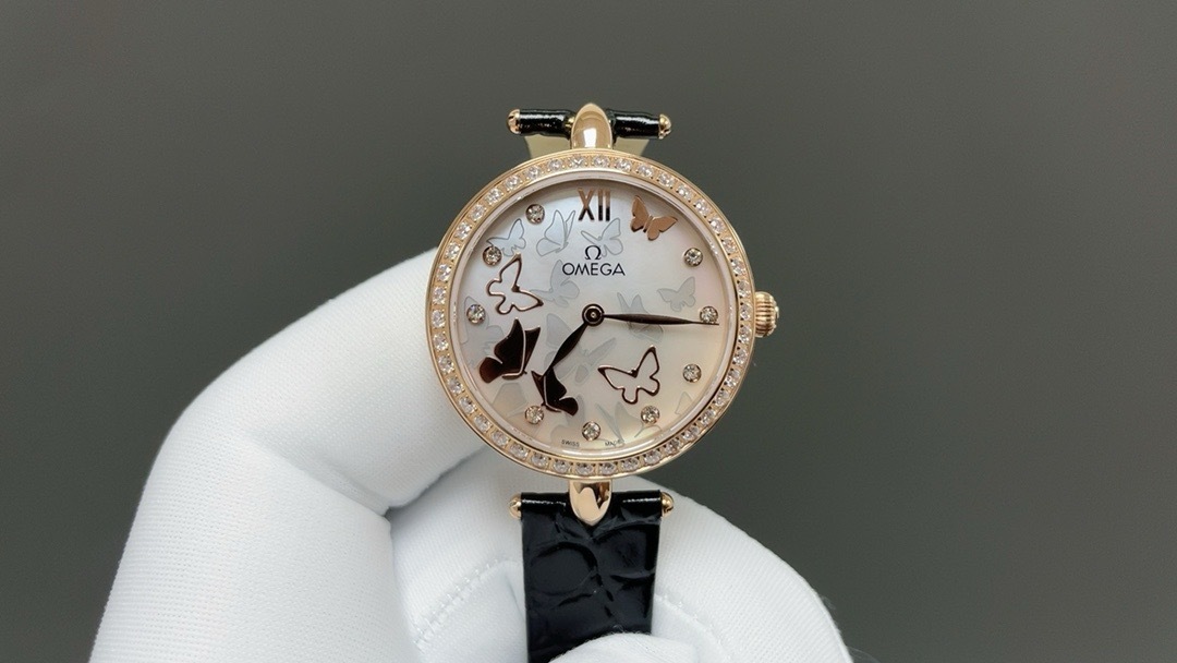 Omega De Ville Prestige 424.57.33.20.55.002 Automatic black leather strapblack leather strap  gold Very good