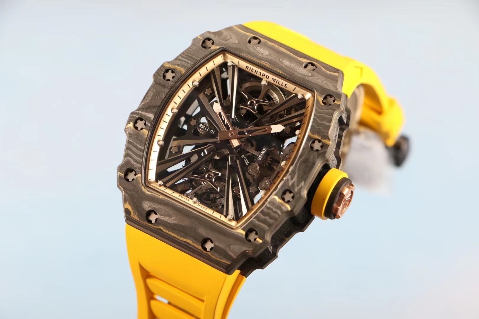 Richard Mille watch good price RM 012-01 Carbon TPT Yellow