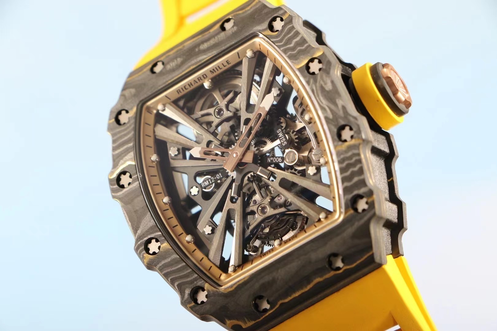 Richard Mille watch good price RM 012-01 Carbon TPT Yellow
