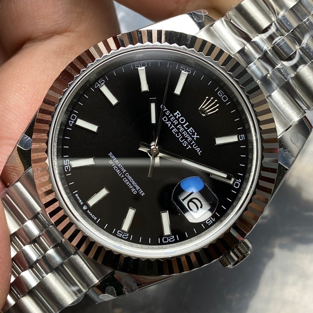 Rolex Datejust II 41 mm Black Oyster Steel 18K White Gold Bezel Watch 126334