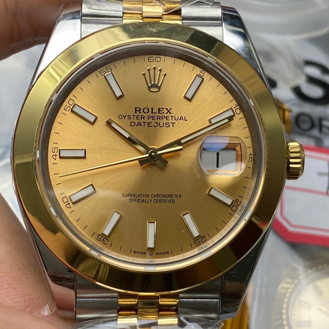 Rolex Datejust 41 18k Yellow Gold/Steel Champagne Dial Mens Watch 126303