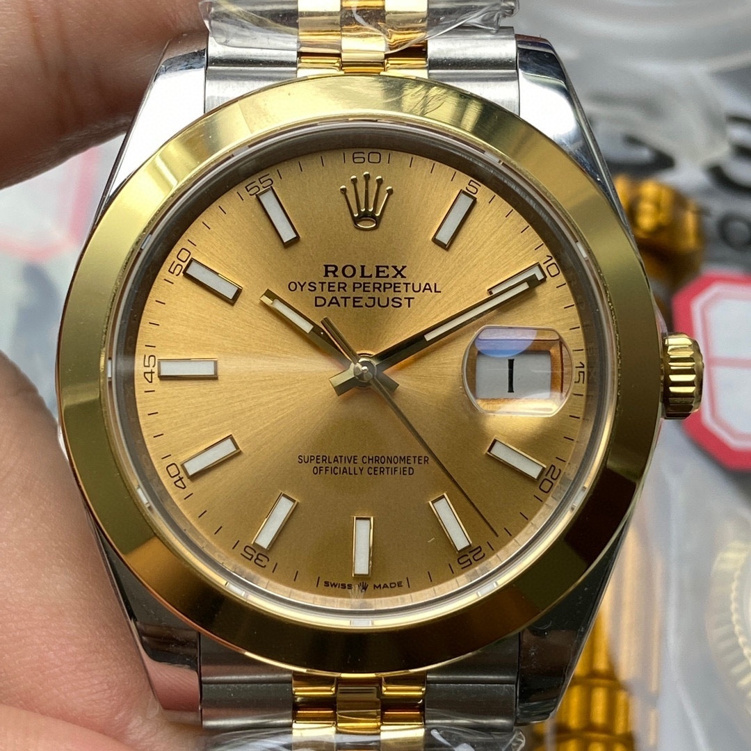 Rolex Datejust 41 18k Yellow Gold/Steel Champagne Dial Mens Watch 126303