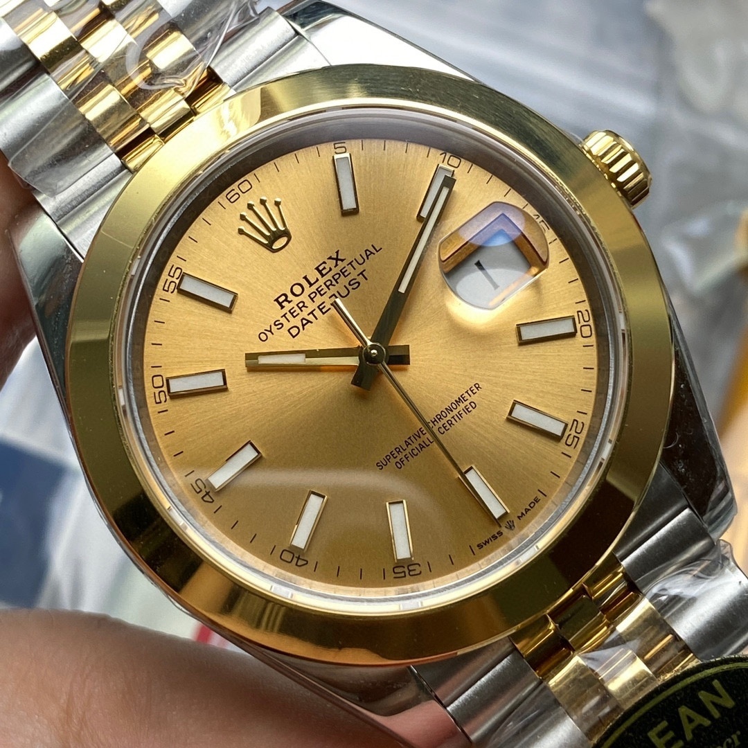 Rolex Datejust 41 18k Yellow Gold/Steel Champagne Dial Mens Watch 126303