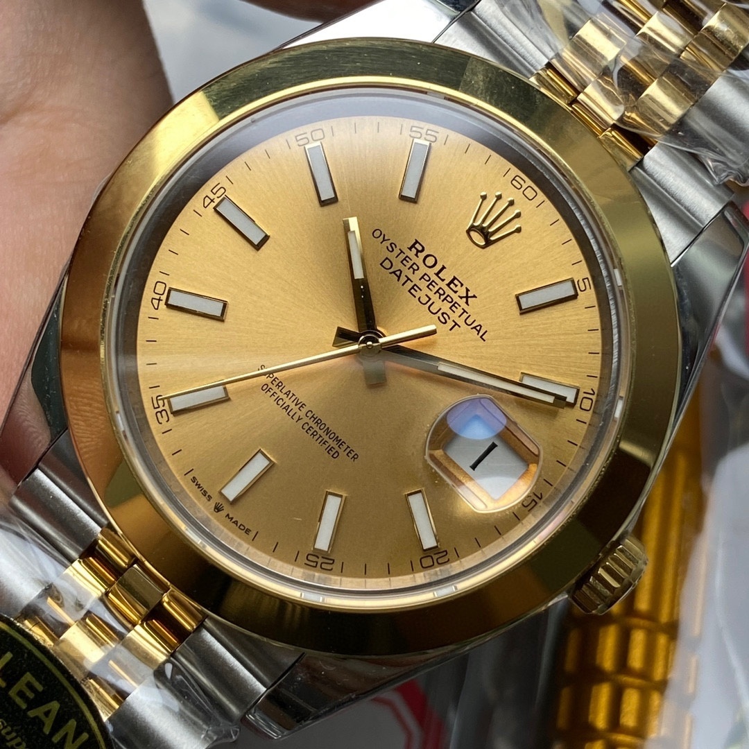 Rolex Datejust 41 18k Yellow Gold/Steel Champagne Dial Mens Watch 126303