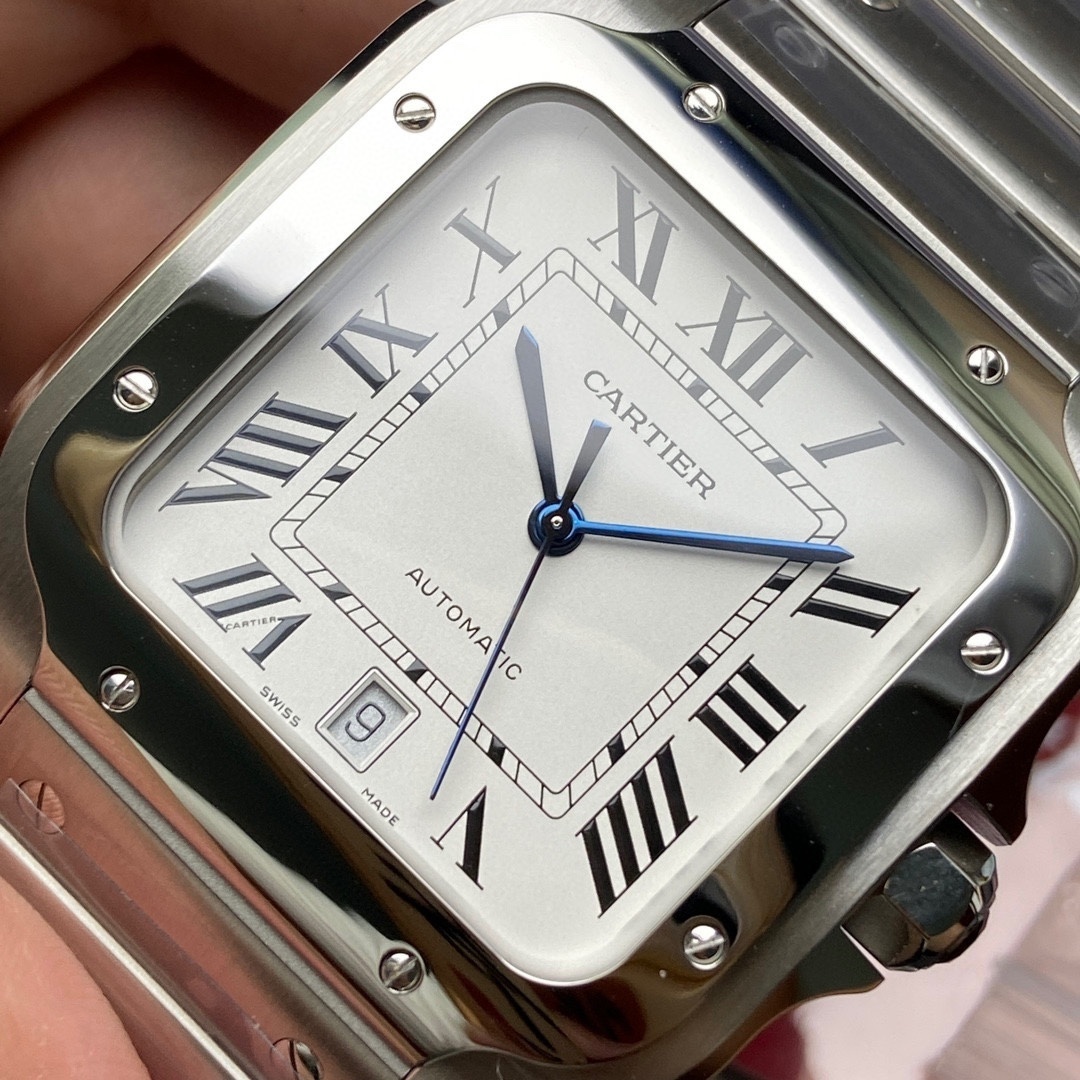 Cartier Santos De Cartier Watch Medium Model, Automatic Movement, Steel, Interchangeable Metal And Leather Bracelets WSSA0029